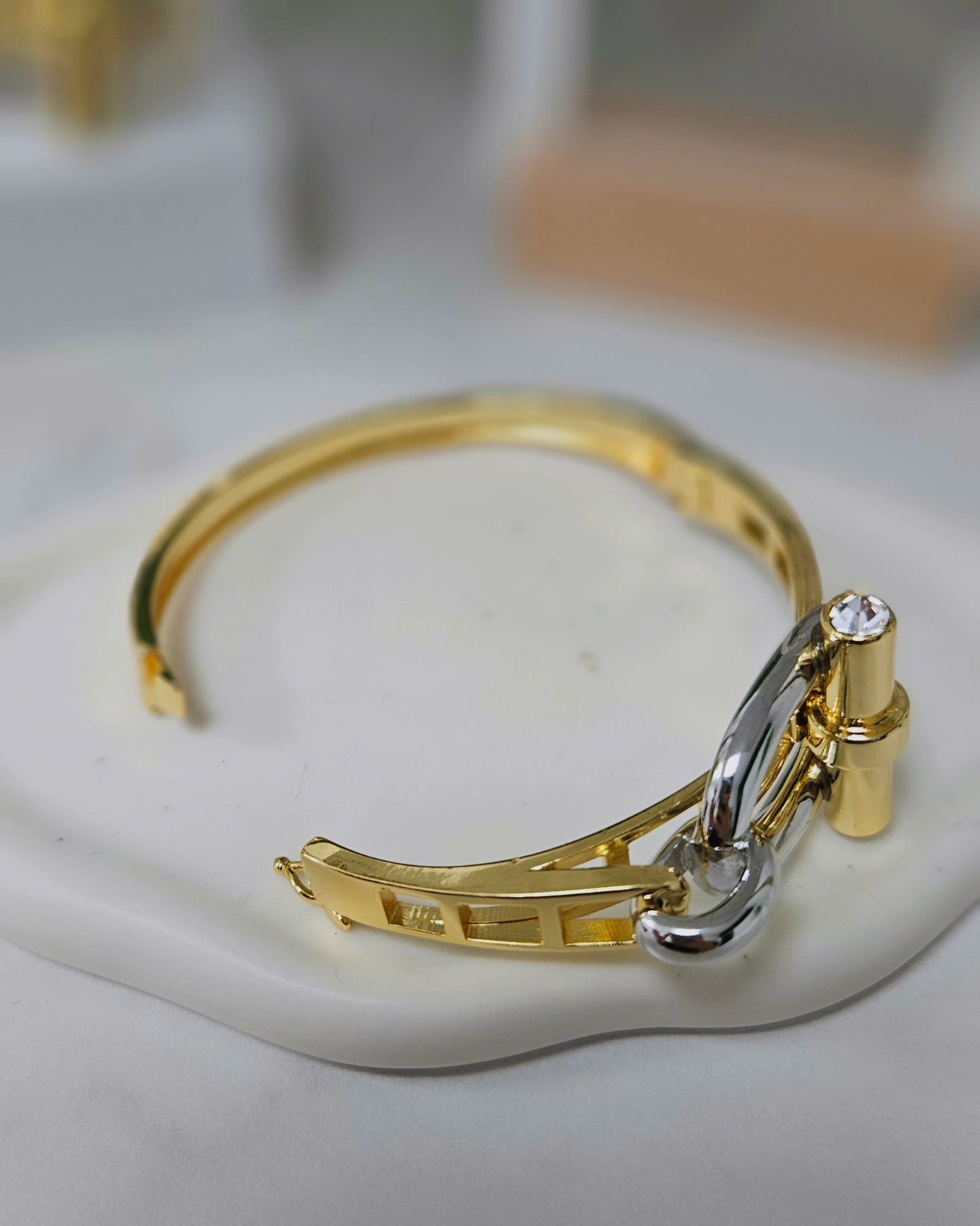 Bangle Chunky Doble Tono Stainless Steel