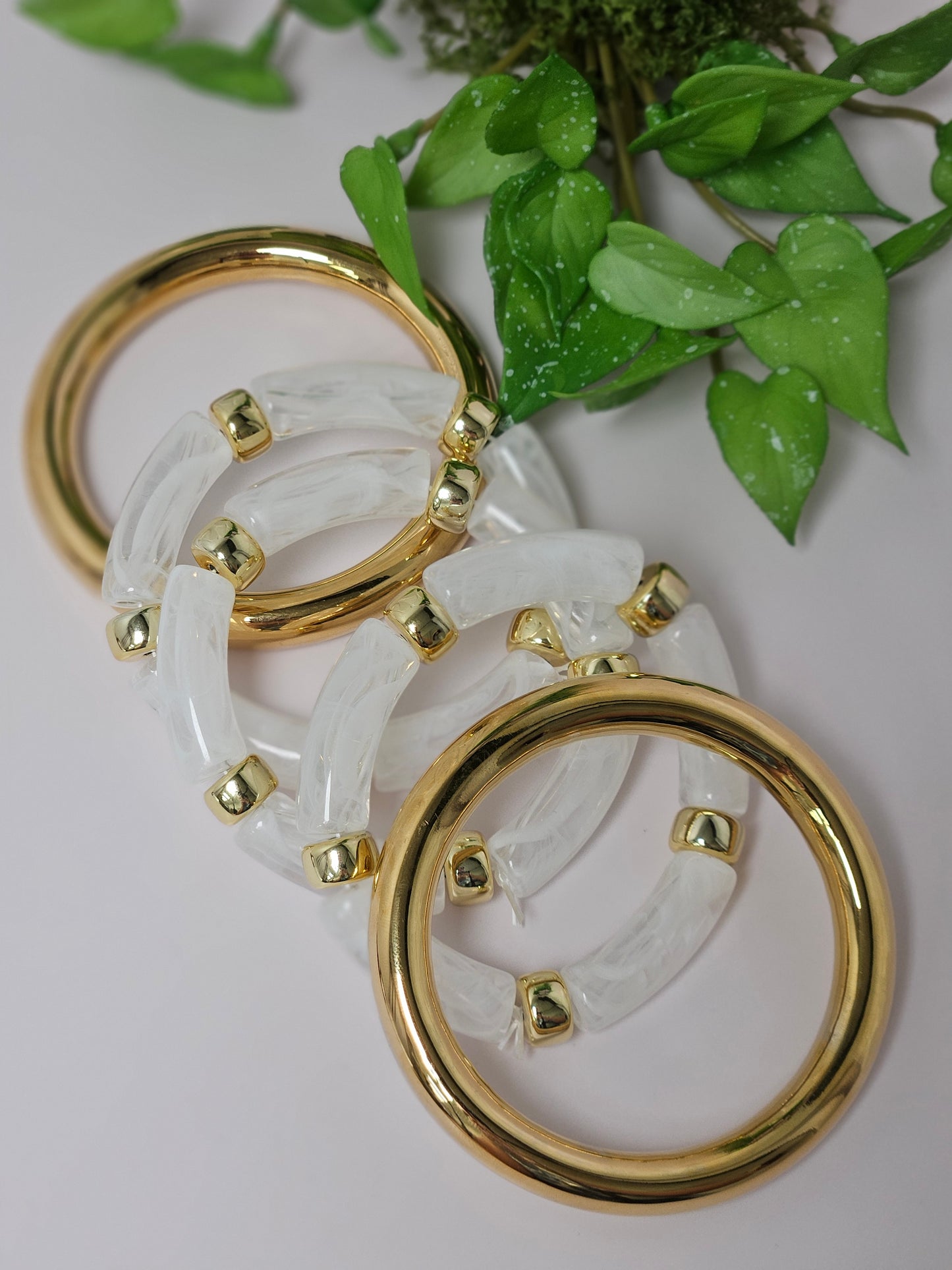 Chunky Milky White Acrylic Bangles