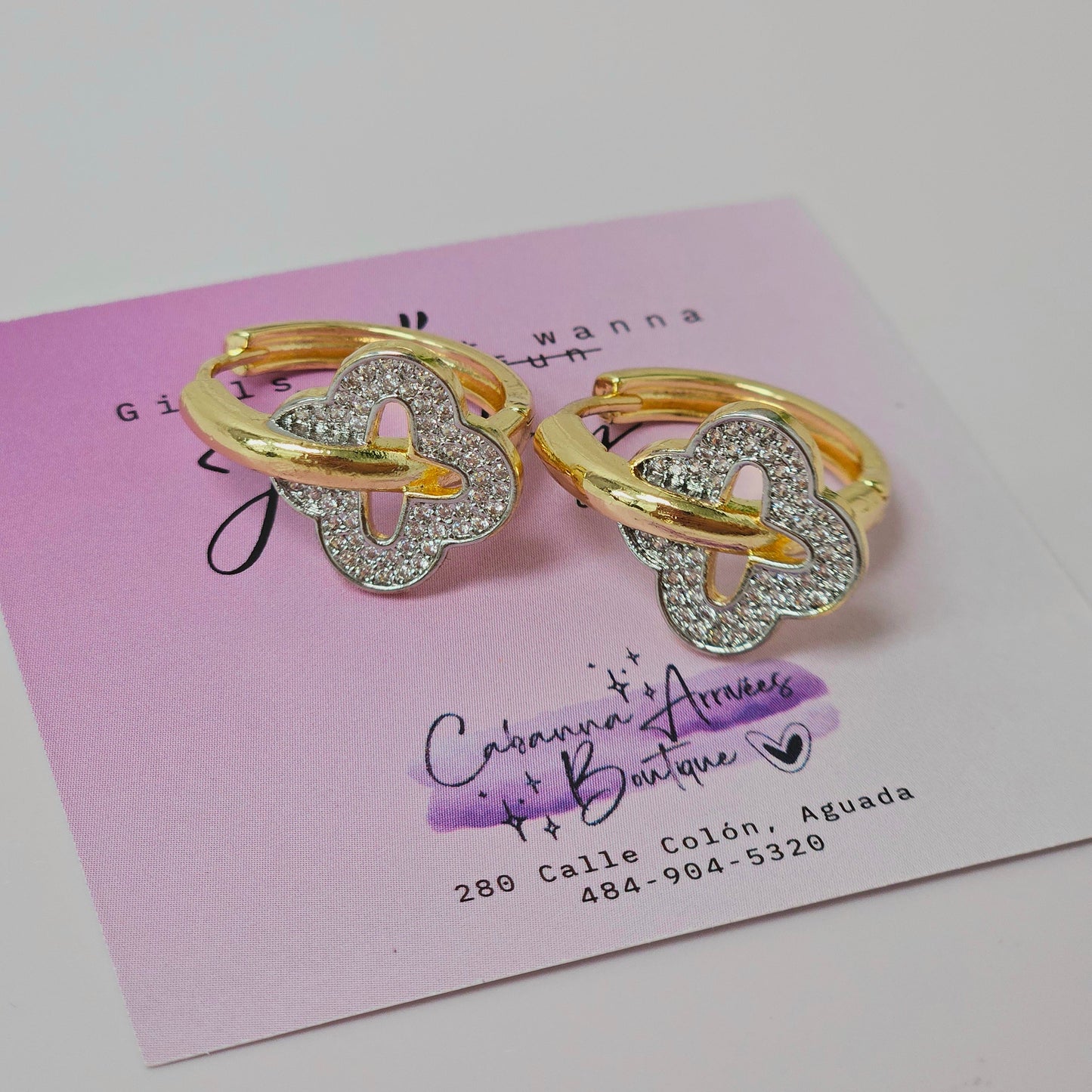 Hoops Clover Doble Tono Stainless  Steel