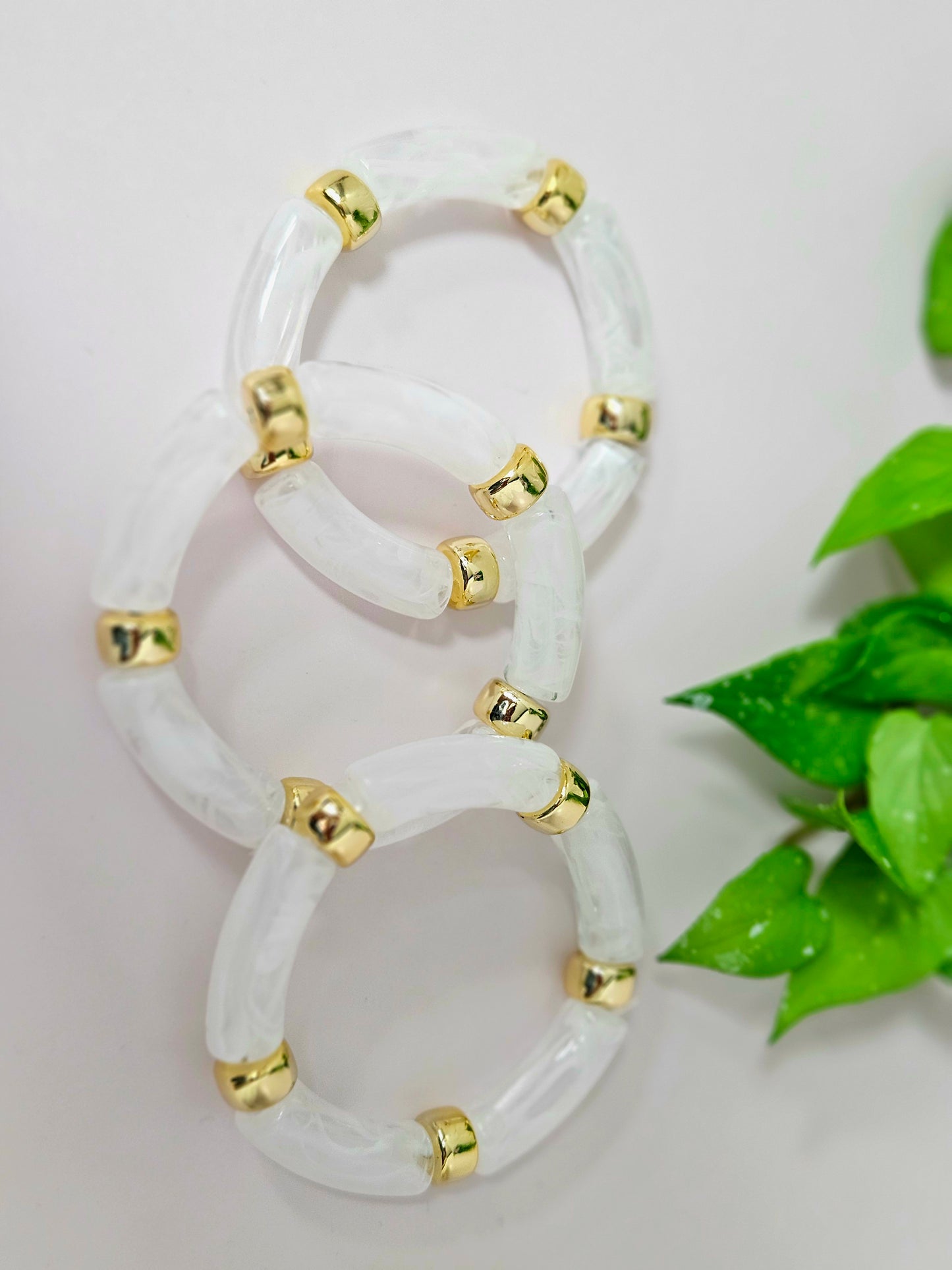 Chunky Milky White Acrylic Bangles