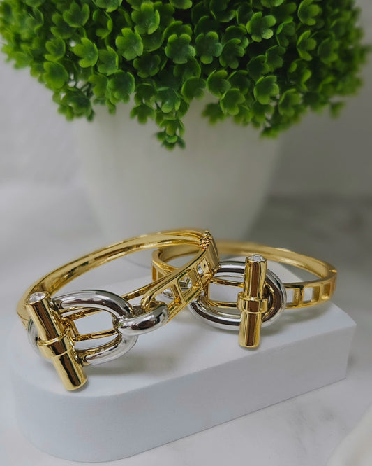 Bangle Chunky Doble Tono Stainless Steel