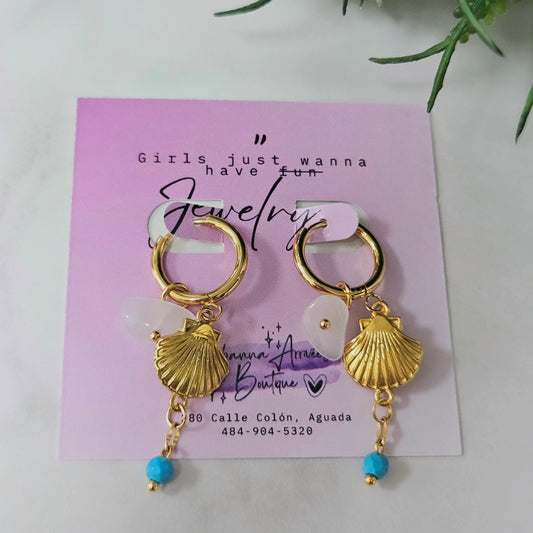 Turquoise Shell Earrings Stainless Steel