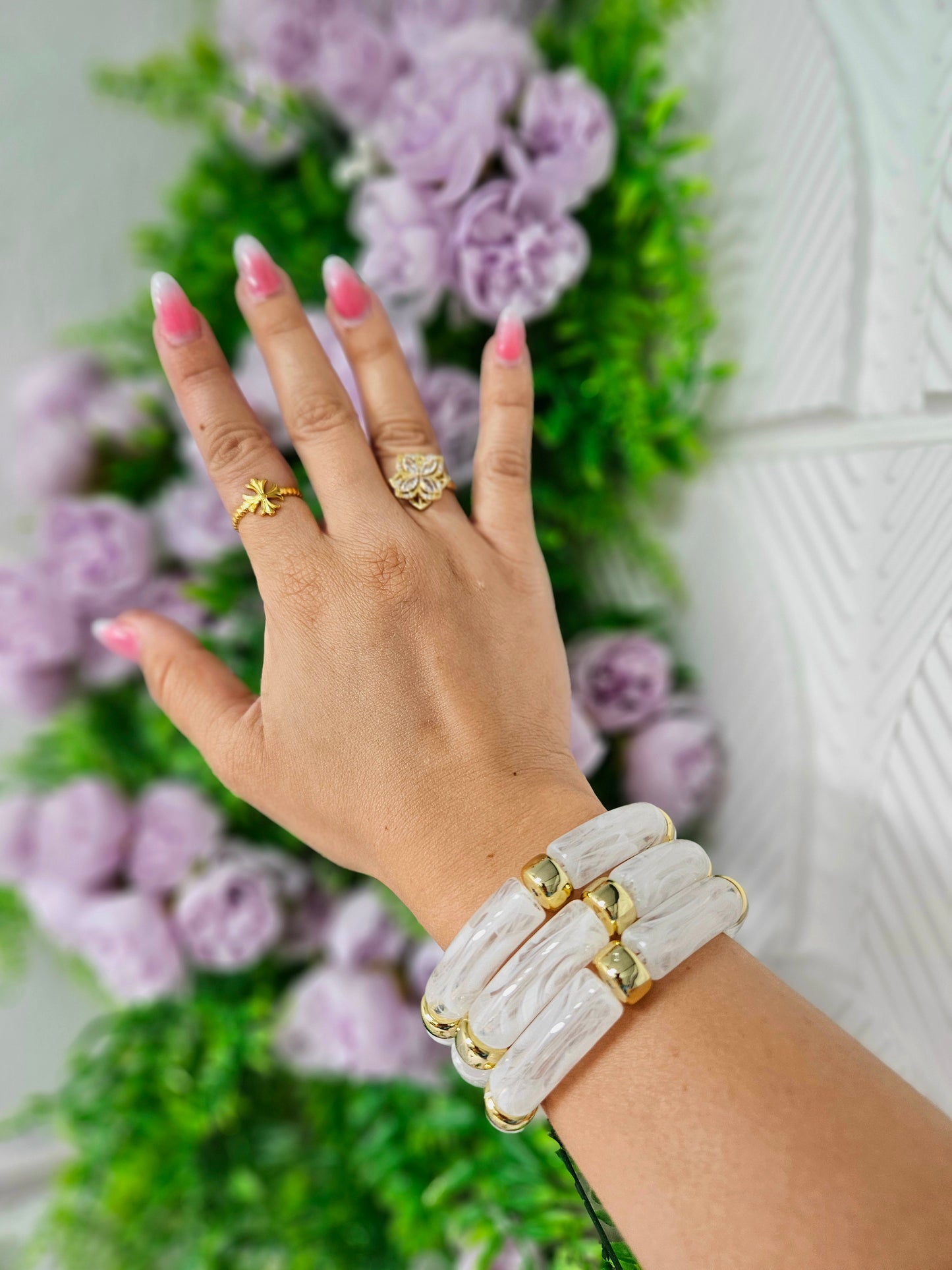 Chunky Milky White Acrylic Bangles