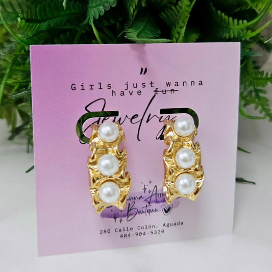 Pearly Earrings. Stainless Steel