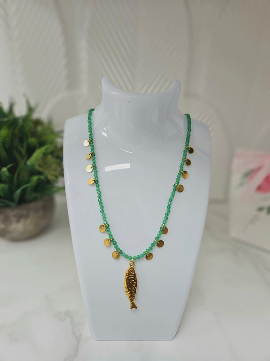 Golden Fish (Mint Beads) Necklace