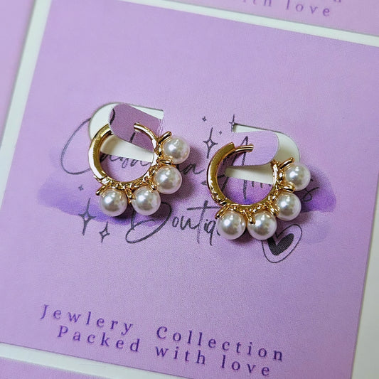 C -Shape Pearly Hoops