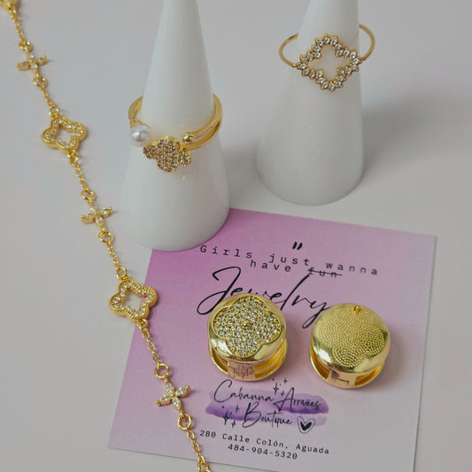 Gold Clover Rhinestones Bracelet