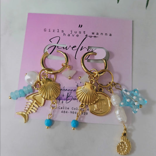Multi Sea Earrings, Stainless Steel